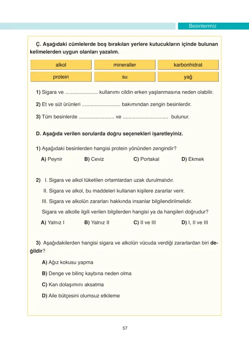 4. Sınıf Fen Bilimleri Ders Kitabı Cevapları Anka Yayınevi Sayfa 57