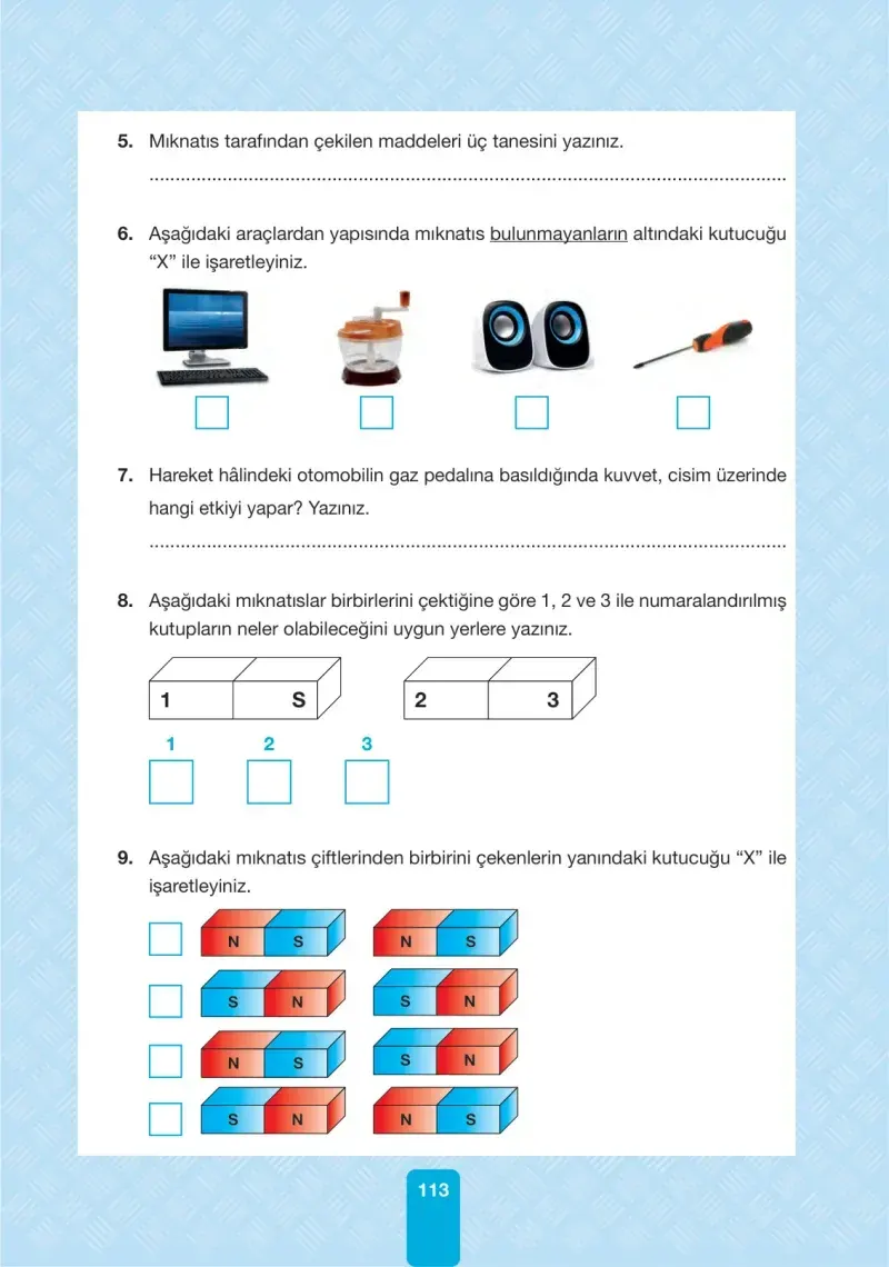 4. Sınıf Fen Bilimleri Ders Kitabı Cevapları Pasifik Yayınları Sayfa 113