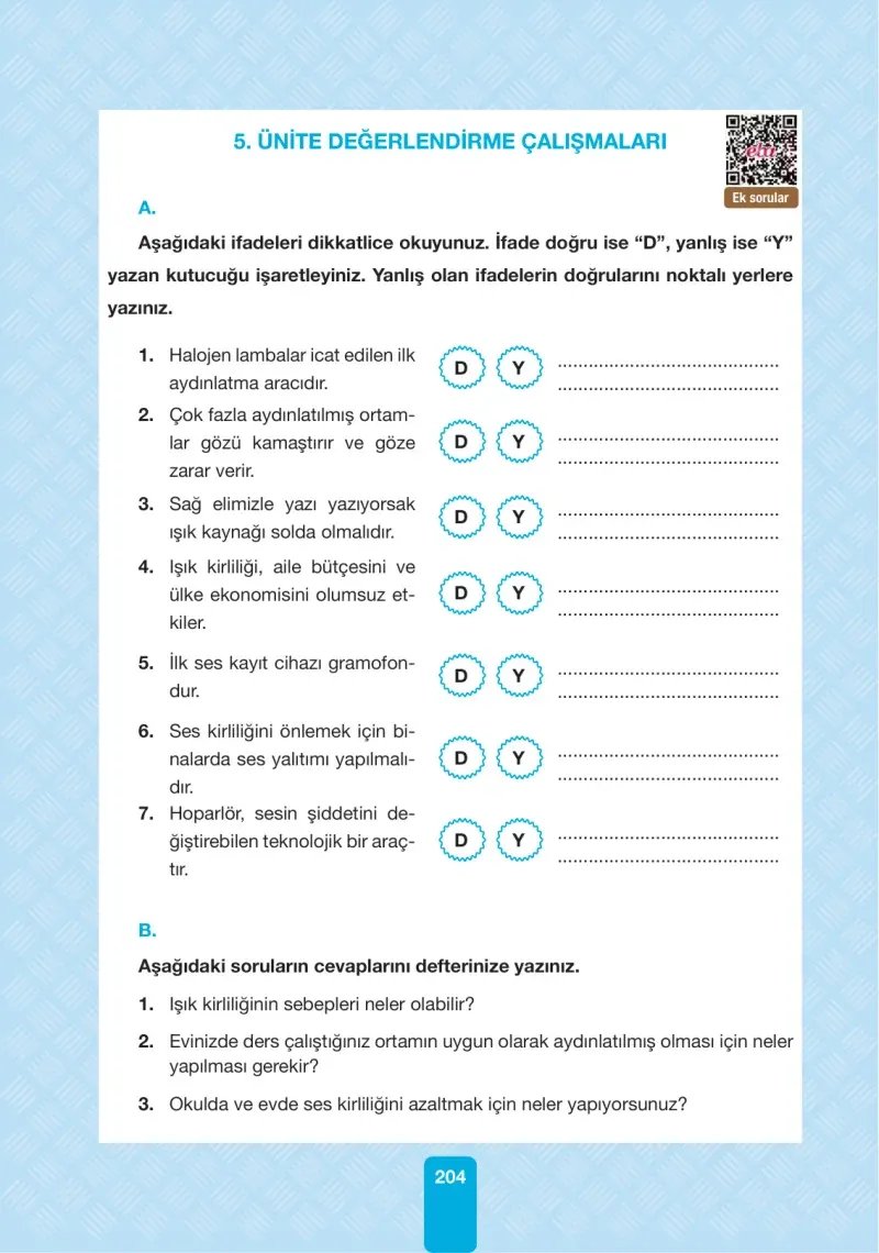 4. Sınıf Fen Bilimleri Ders Kitabı Cevapları Pasifik Yayınları Sayfa 204