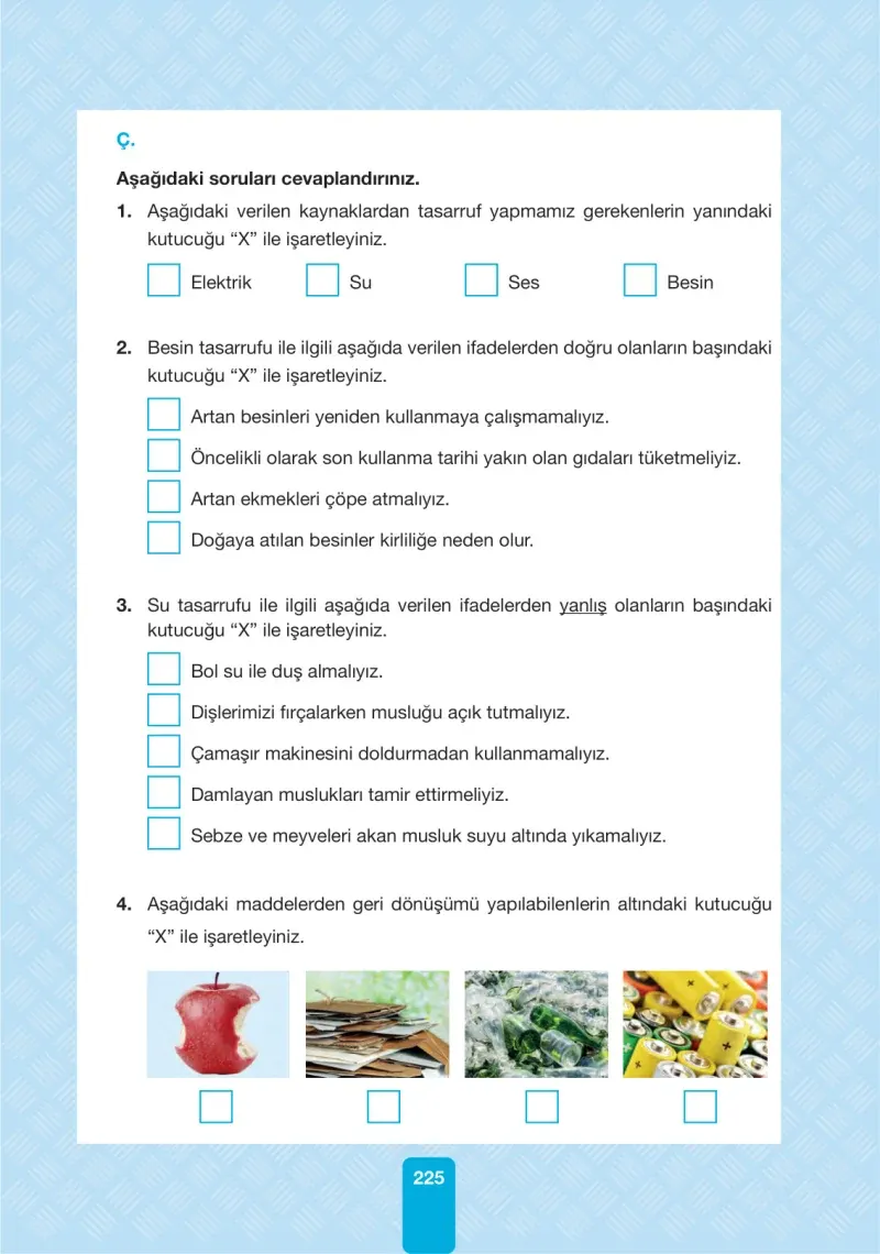 4. Sınıf Fen Bilimleri Ders Kitabı Cevapları Pasifik Yayınları Sayfa 225