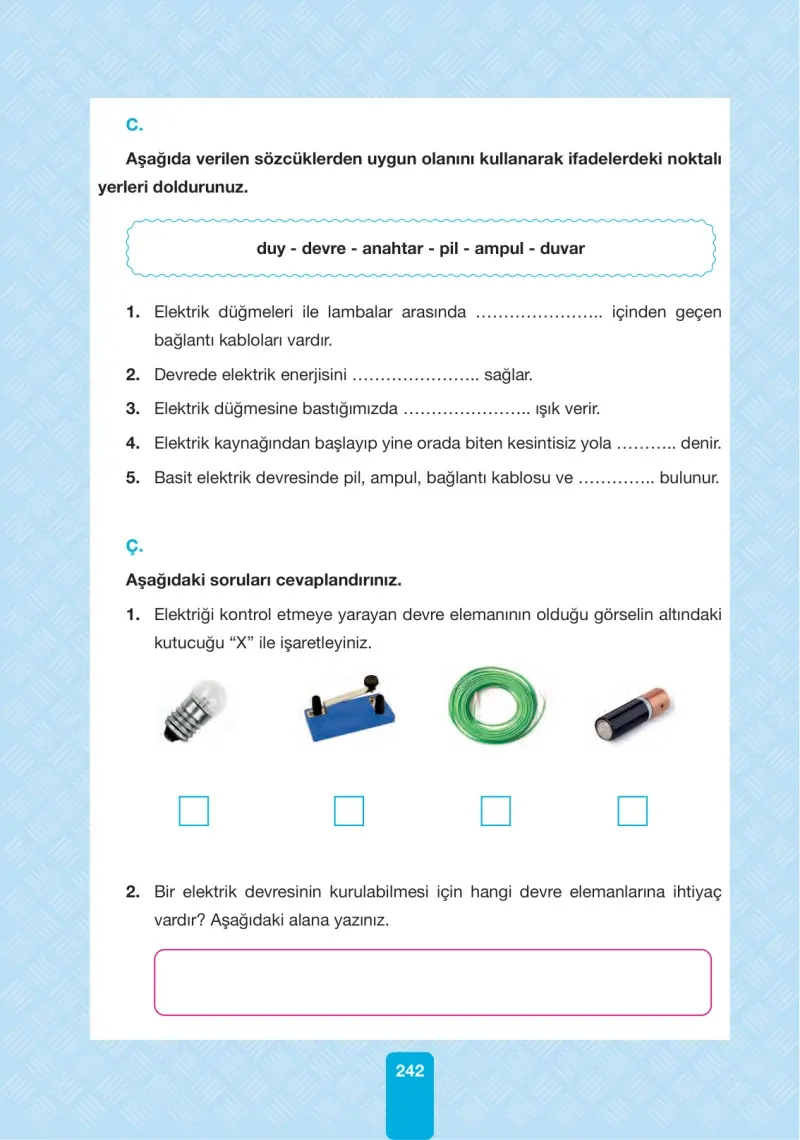 4. Sınıf Fen Bilimleri Ders Kitabı Cevapları Pasifik Yayınları Sayfa 242