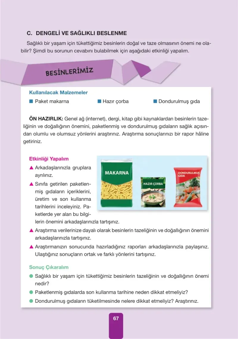 4. Sınıf Fen Bilimleri Ders Kitabı Cevapları Pasifik Yayınları Sayfa 67