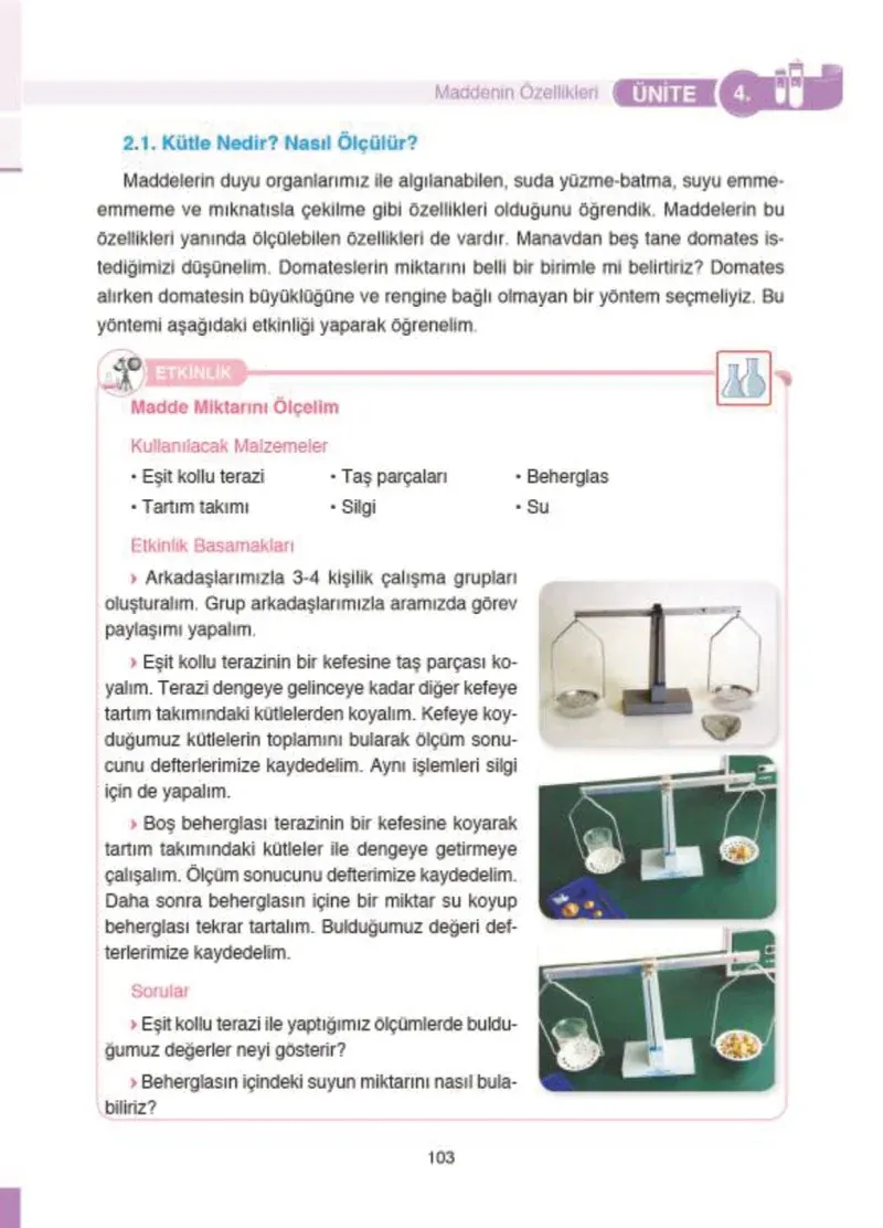 4. Sınıf Fen Bilimleri Ders Kitabı Cevapları SDR İpekyolu Yayıncılık Sayfa 103