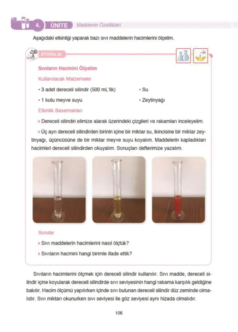 4. Sınıf Fen Bilimleri Ders Kitabı Cevapları SDR İpekyolu Yayıncılık Sayfa 106
