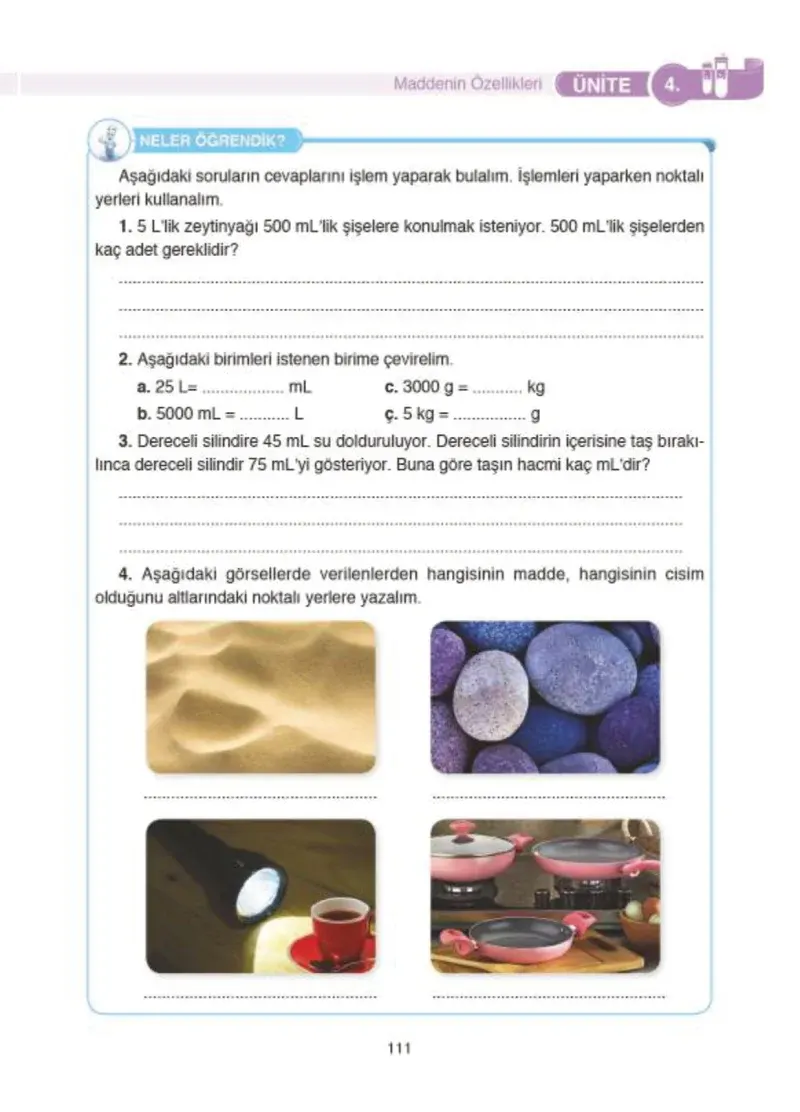 4. Sınıf Fen Bilimleri Ders Kitabı Cevapları SDR İpekyolu Yayıncılık Sayfa 111
