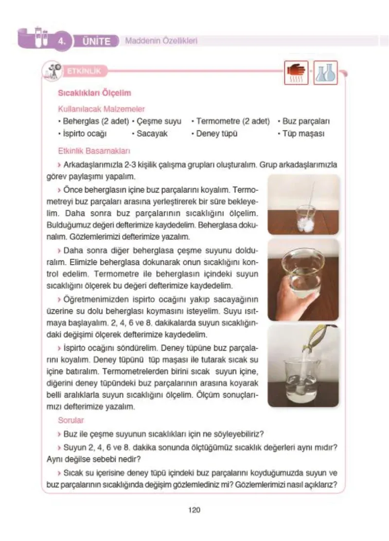 4. Sınıf Fen Bilimleri Ders Kitabı Cevapları SDR İpekyolu Yayıncılık Sayfa 120