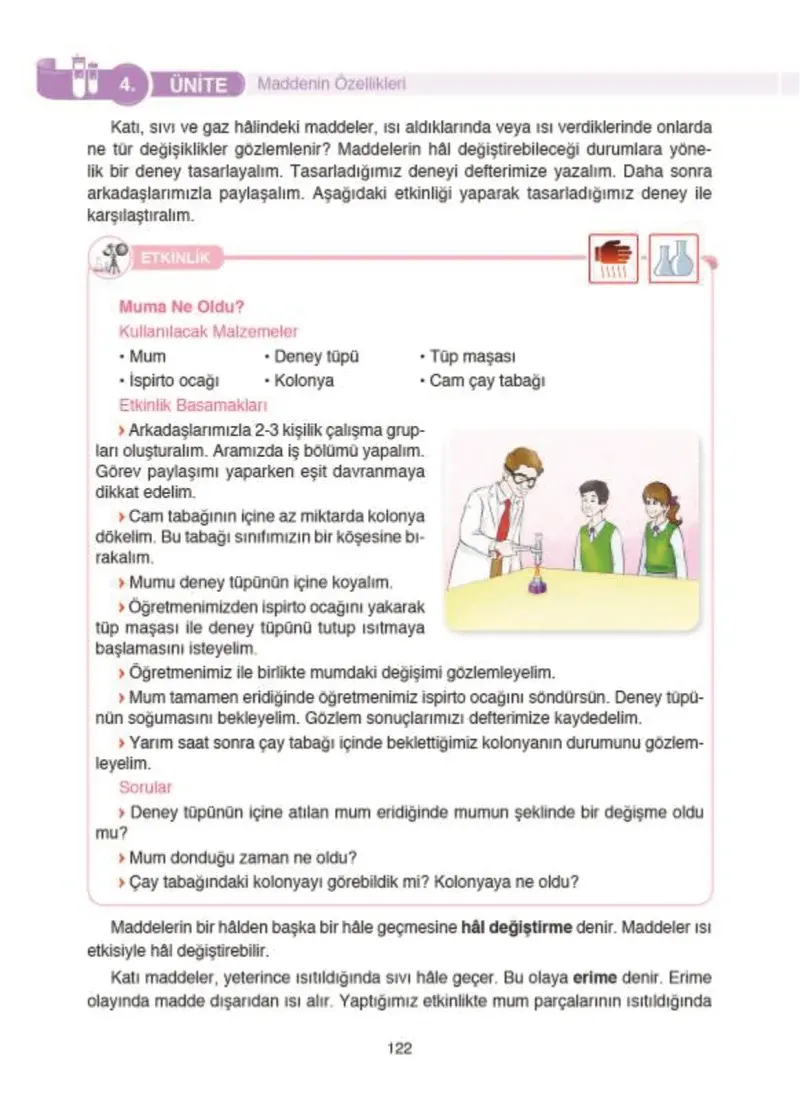 4. Sınıf Fen Bilimleri Ders Kitabı Cevapları SDR İpekyolu Yayıncılık Sayfa 122