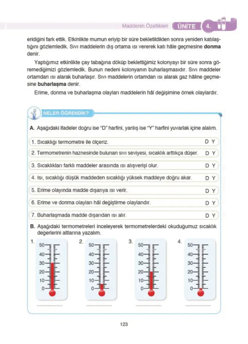 4. Sınıf Fen Bilimleri Ders Kitabı Cevapları SDR İpekyolu Yayıncılık Sayfa 123