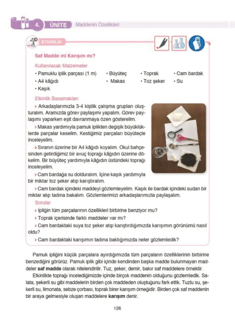 4. Sınıf Fen Bilimleri Ders Kitabı Cevapları SDR İpekyolu Yayıncılık Sayfa 126