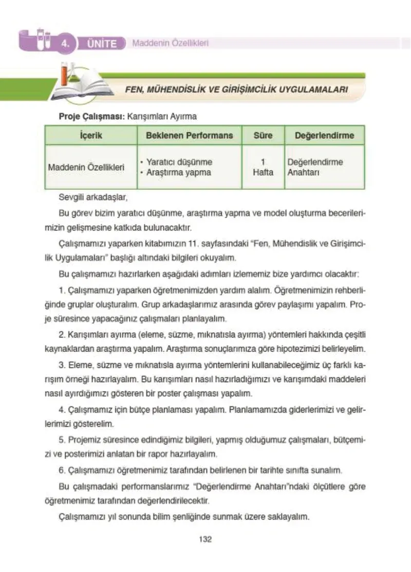 4. Sınıf Fen Bilimleri Ders Kitabı Cevapları SDR İpekyolu Yayıncılık Sayfa 132
