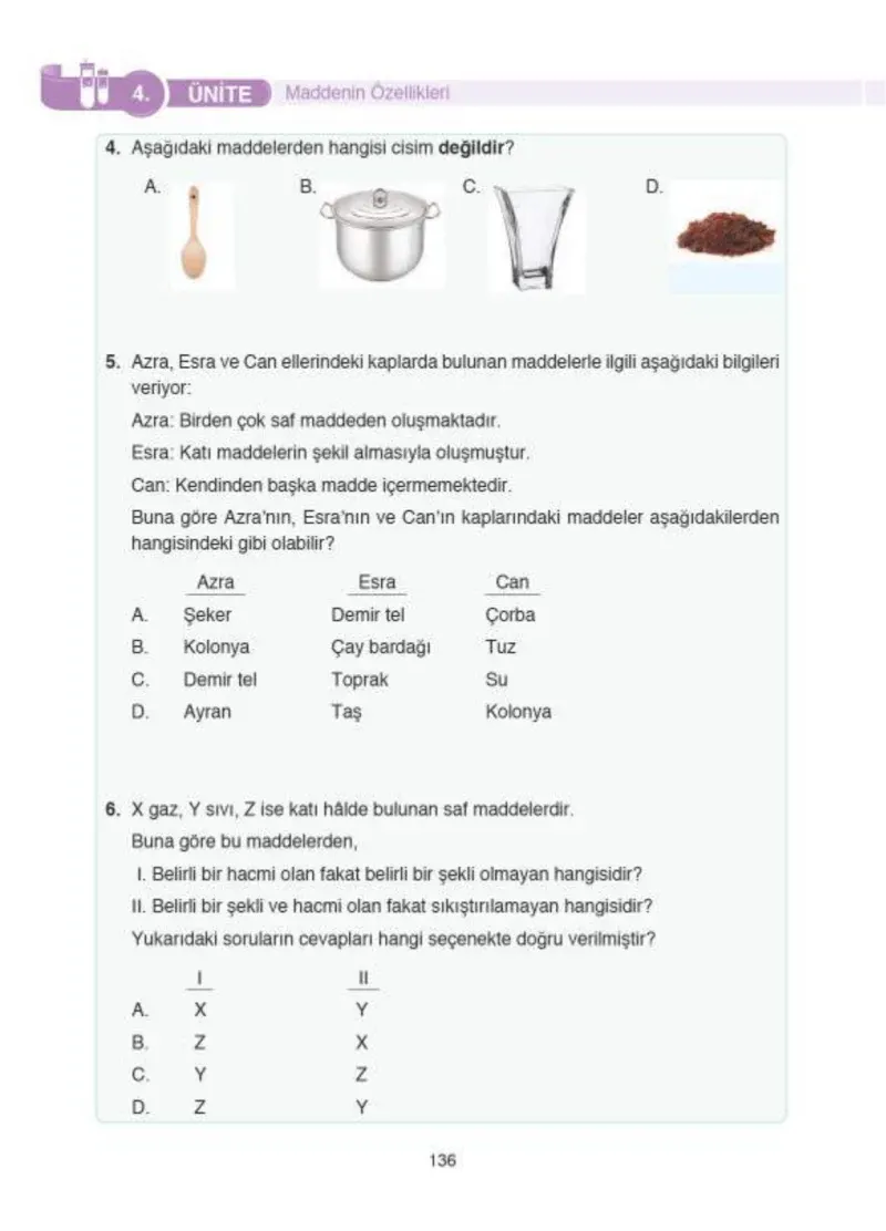 4. Sınıf Fen Bilimleri Ders Kitabı Cevapları SDR İpekyolu Yayıncılık Sayfa 136