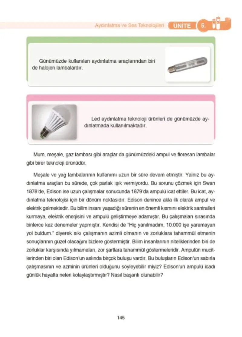 4. Sınıf Fen Bilimleri Ders Kitabı Cevapları SDR İpekyolu Yayıncılık Sayfa 145