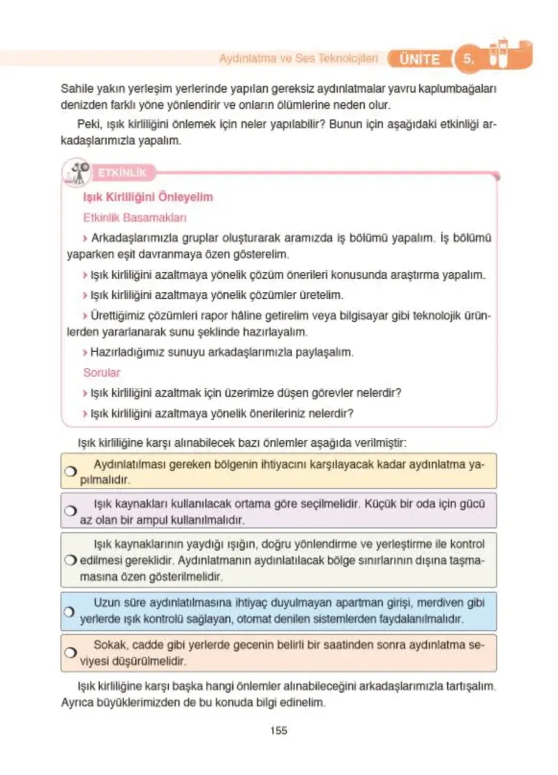 4. Sınıf Fen Bilimleri Ders Kitabı Cevapları SDR İpekyolu Yayıncılık Sayfa 155
