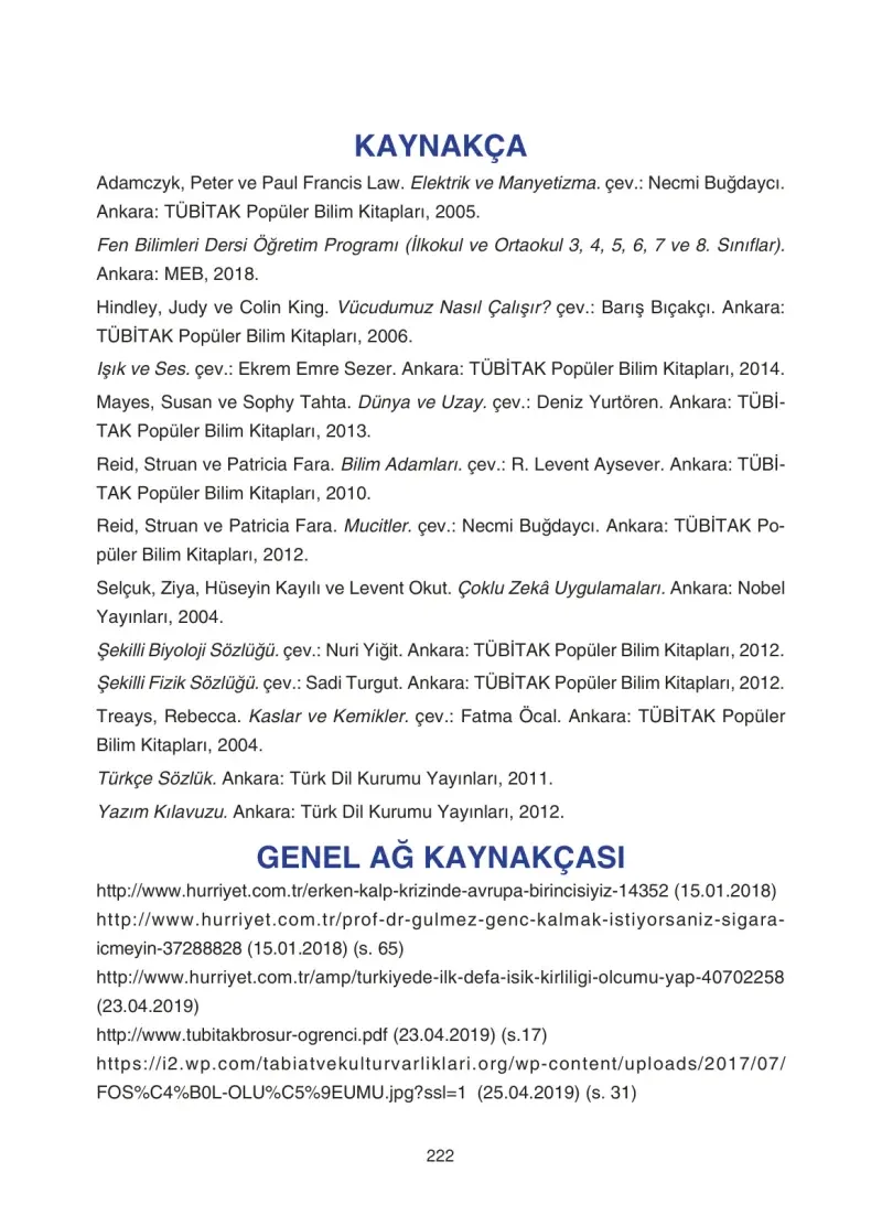 4. Sınıf Fen Bilimleri Ders Kitabı Cevapları SDR İpekyolu Yayıncılık Sayfa 222