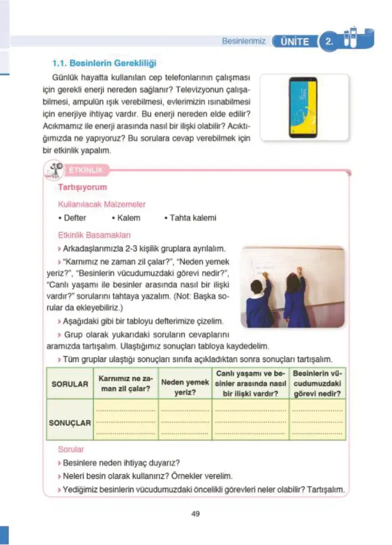 4. Sınıf Fen Bilimleri Ders Kitabı Cevapları SDR İpekyolu Yayıncılık Sayfa 49