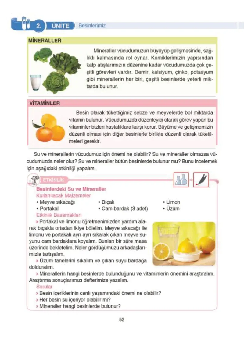 4. Sınıf Fen Bilimleri Ders Kitabı Cevapları SDR İpekyolu Yayıncılık Sayfa 52