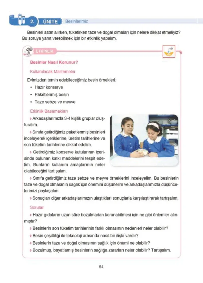 4. Sınıf Fen Bilimleri Ders Kitabı Cevapları SDR İpekyolu Yayıncılık Sayfa 54