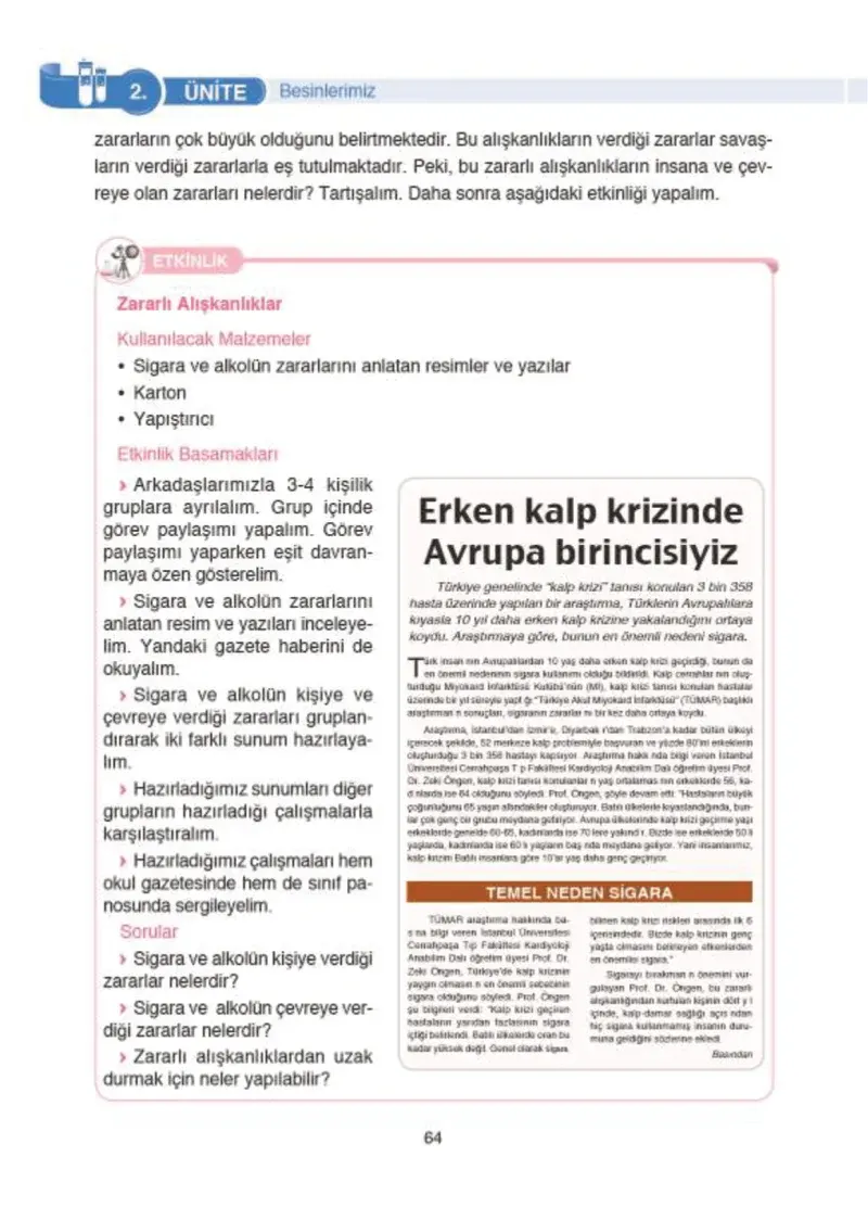 4. Sınıf Fen Bilimleri Ders Kitabı Cevapları SDR İpekyolu Yayıncılık Sayfa 64