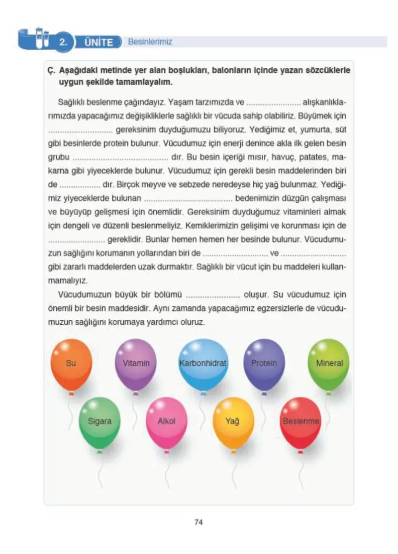 4. Sınıf Fen Bilimleri Ders Kitabı Cevapları SDR İpekyolu Yayıncılık Sayfa 74