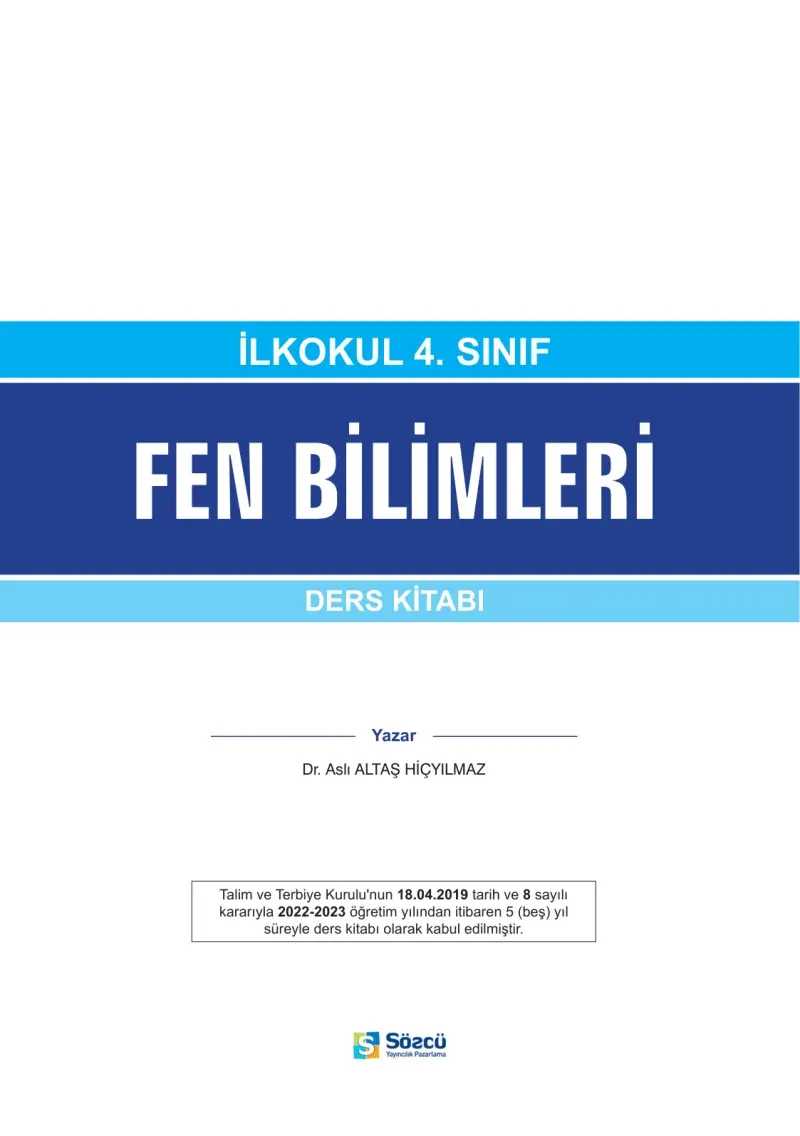 4. Sınıf Fen Bilimleri Ders Kitabı Cevapları Sözcü Yayınları Sayfa 1