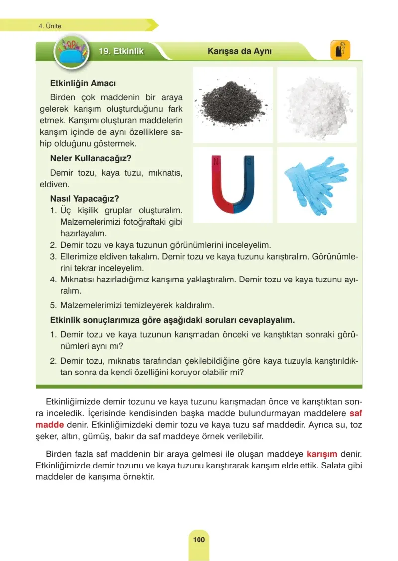 4. Sınıf Fen Bilimleri Ders Kitabı Cevapları Sözcü Yayınları Sayfa 100