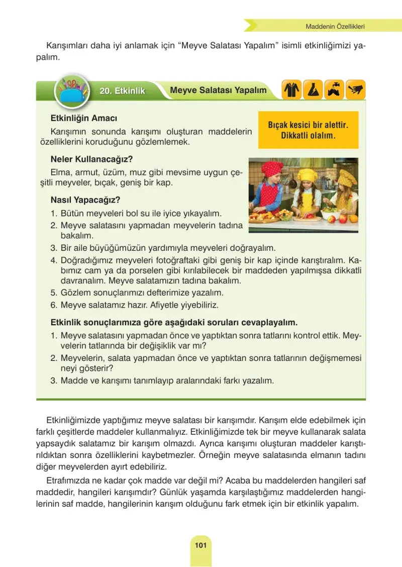 4. Sınıf Fen Bilimleri Ders Kitabı Cevapları Sözcü Yayınları Sayfa 101