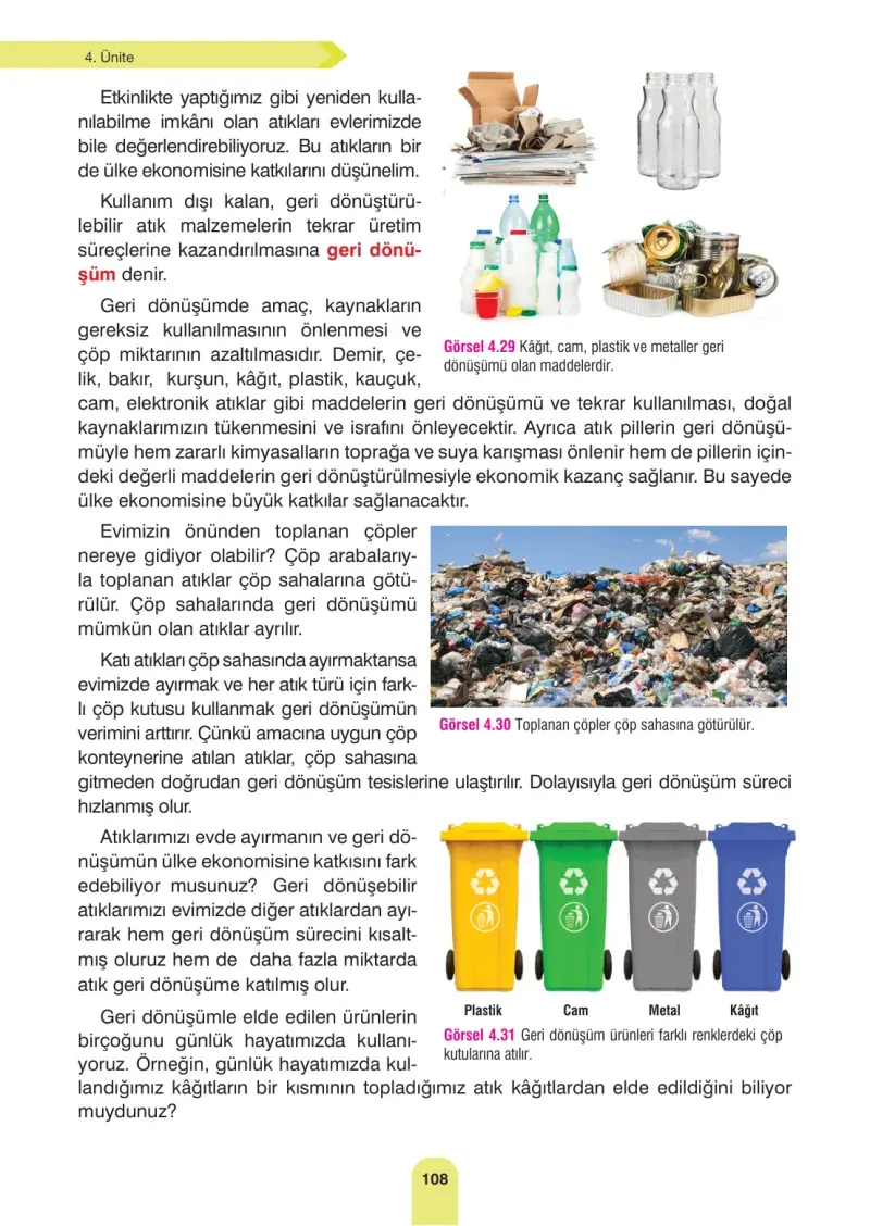 4. Sınıf Fen Bilimleri Ders Kitabı Cevapları Sözcü Yayınları Sayfa 108