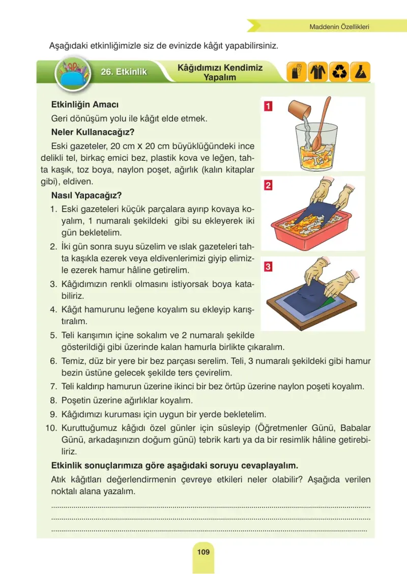 4. Sınıf Fen Bilimleri Ders Kitabı Cevapları Sözcü Yayınları Sayfa 109