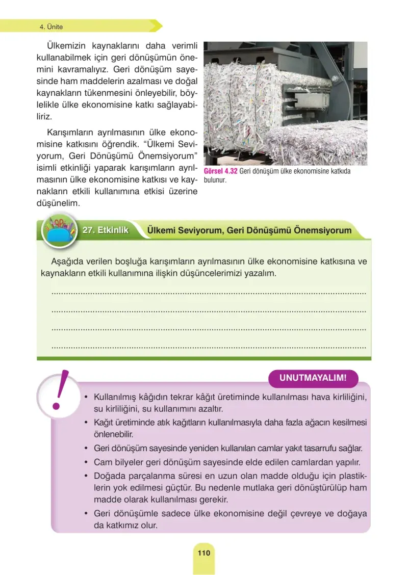 4. Sınıf Fen Bilimleri Ders Kitabı Cevapları Sözcü Yayınları Sayfa 110