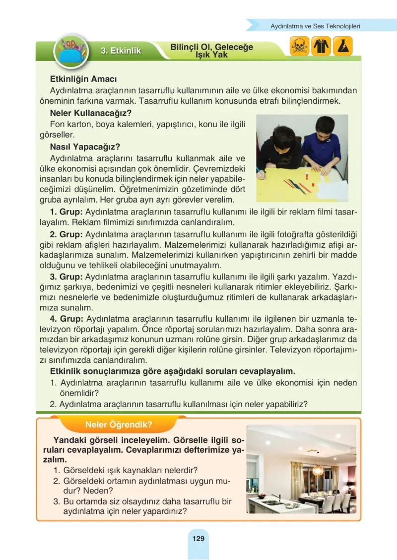 4. Sınıf Fen Bilimleri Ders Kitabı Cevapları Sözcü Yayınları Sayfa 129