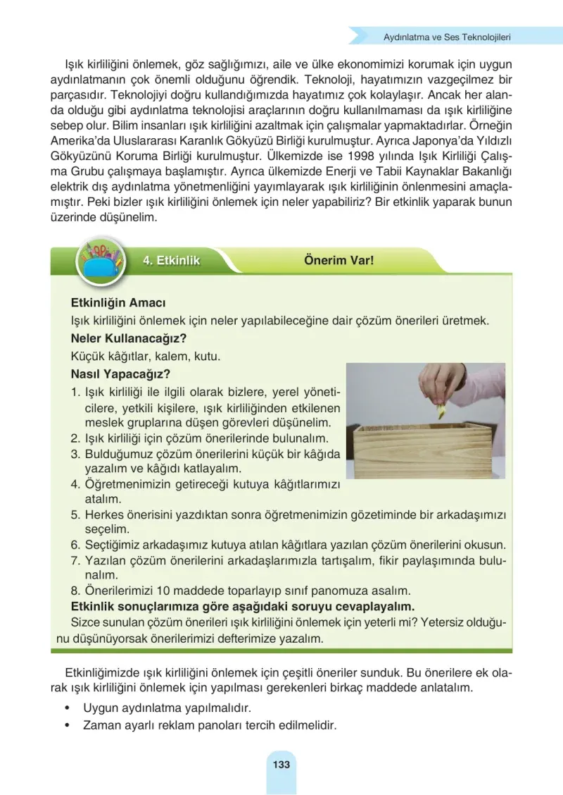 4. Sınıf Fen Bilimleri Ders Kitabı Cevapları Sözcü Yayınları Sayfa 133