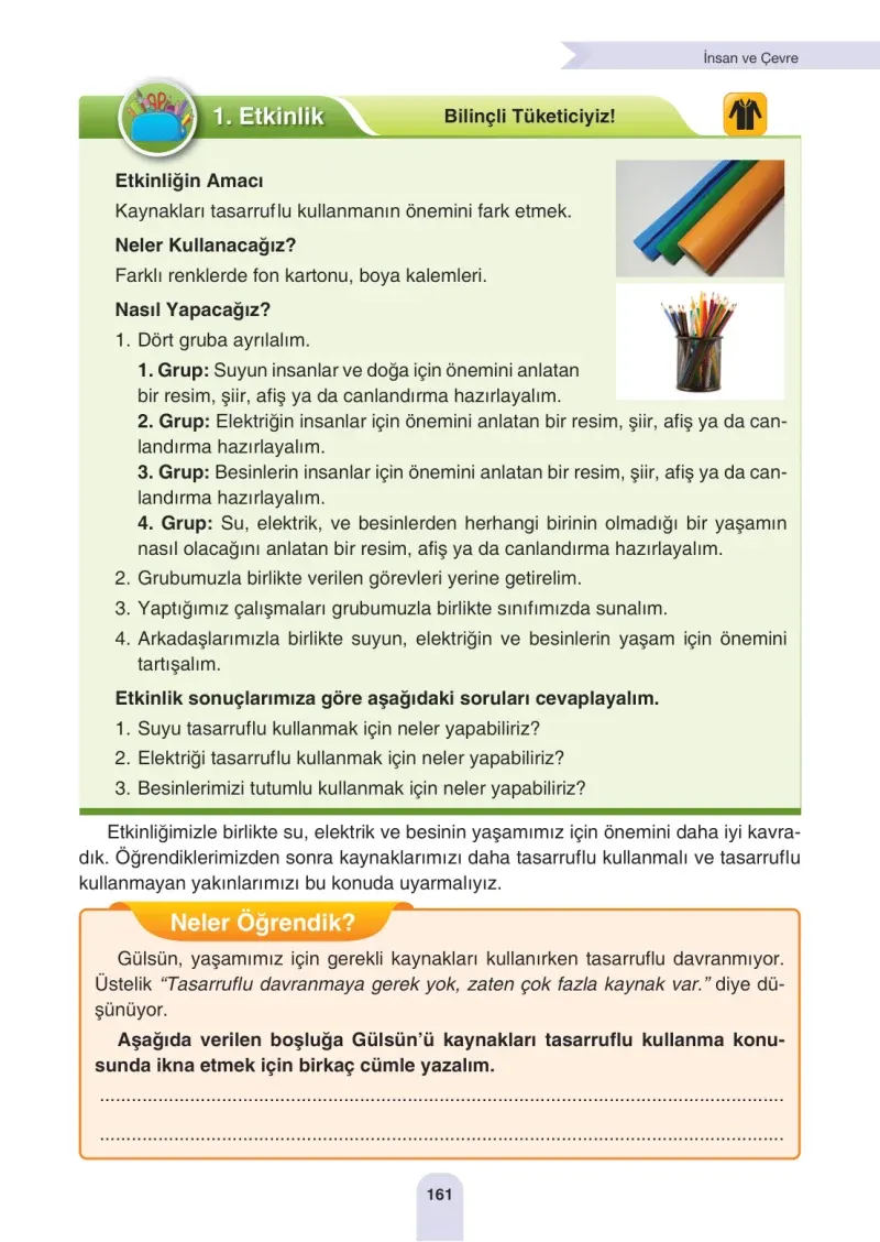 4. Sınıf Fen Bilimleri Ders Kitabı Cevapları Sözcü Yayınları Sayfa 161