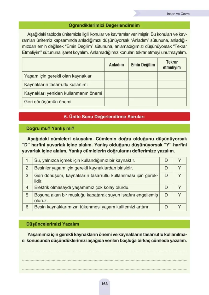 4. Sınıf Fen Bilimleri Ders Kitabı Cevapları Sözcü Yayınları Sayfa 163