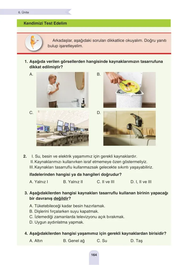 4. Sınıf Fen Bilimleri Ders Kitabı Cevapları Sözcü Yayınları Sayfa 164