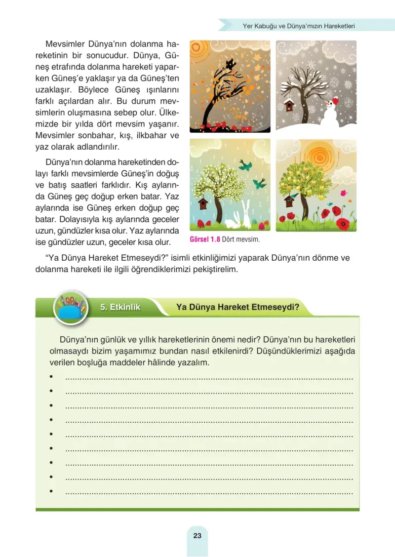4. Sınıf Fen Bilimleri Ders Kitabı Cevapları Sözcü Yayınları Sayfa 23