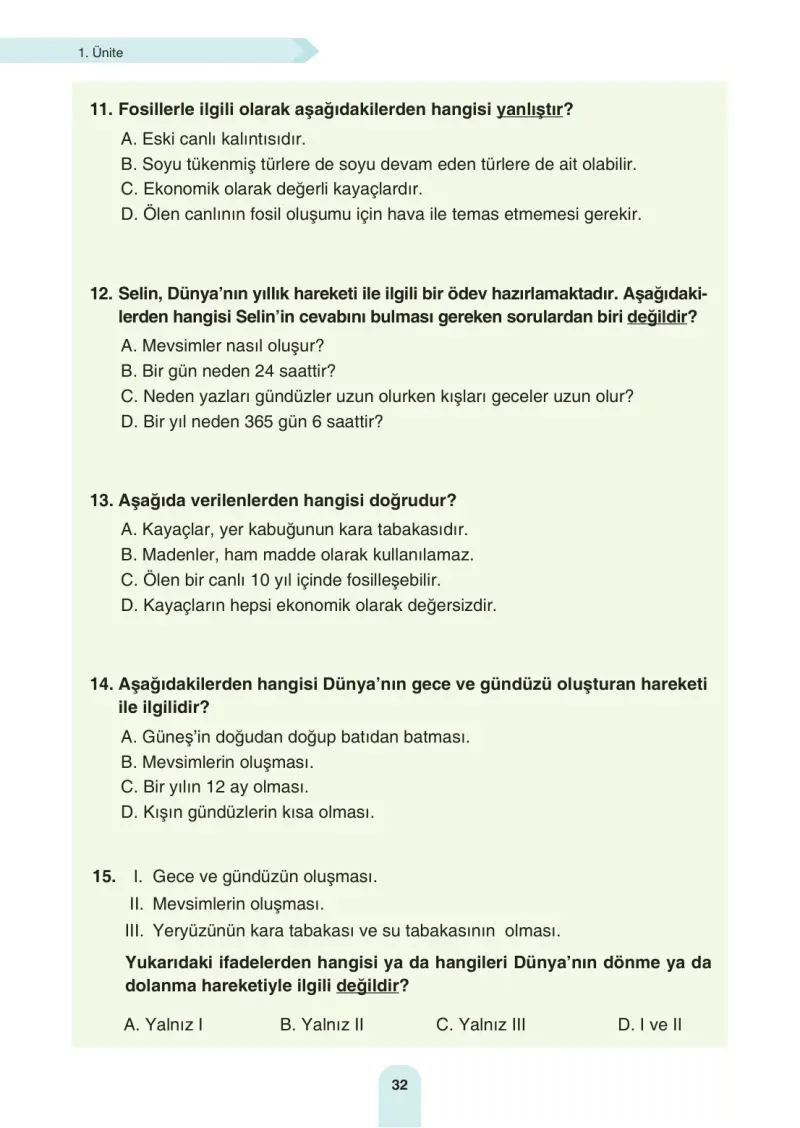 4. Sınıf Fen Bilimleri Ders Kitabı Cevapları Sözcü Yayınları Sayfa 32