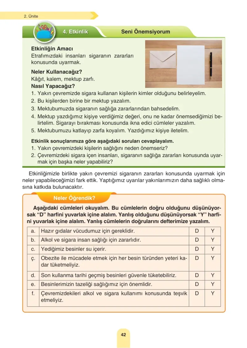 4. Sınıf Fen Bilimleri Ders Kitabı Cevapları Sözcü Yayınları Sayfa 42