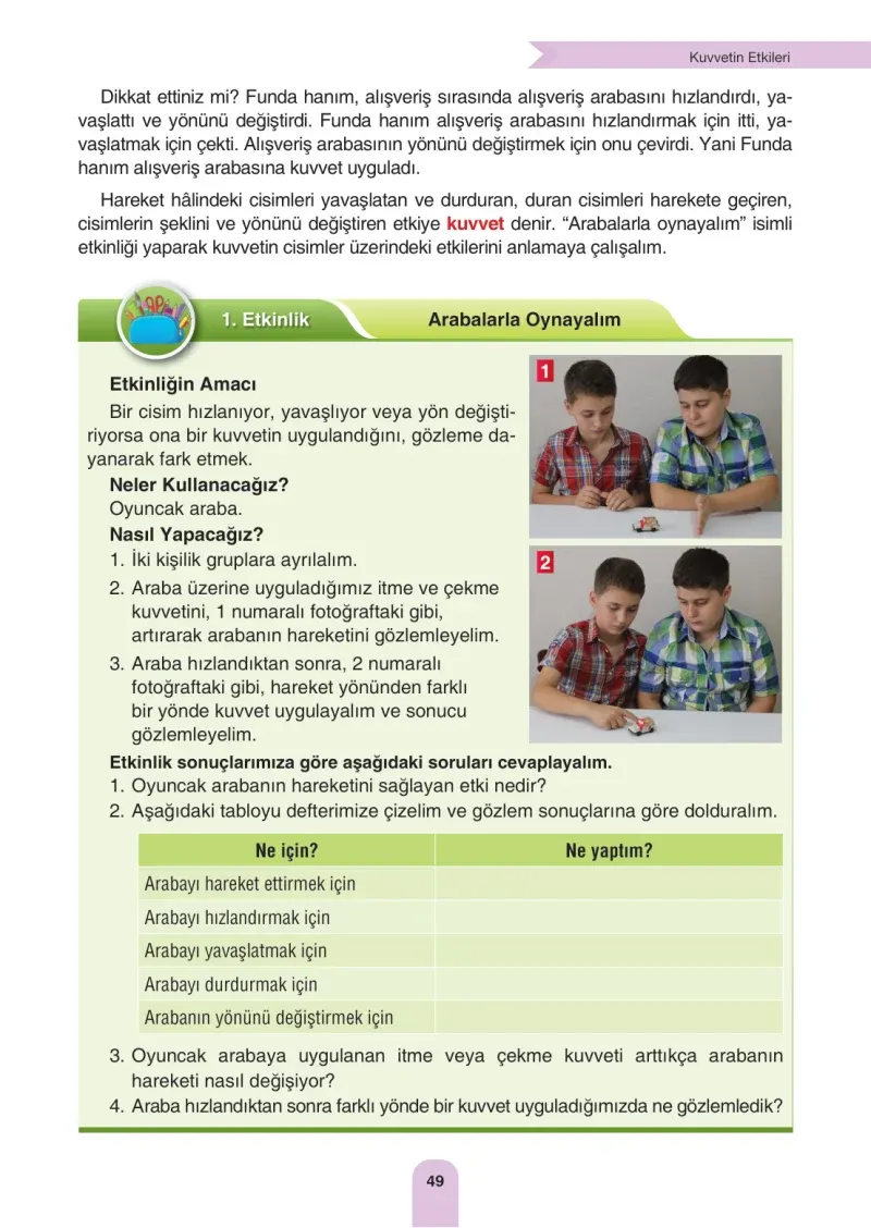 4. Sınıf Fen Bilimleri Ders Kitabı Cevapları Sözcü Yayınları Sayfa 49