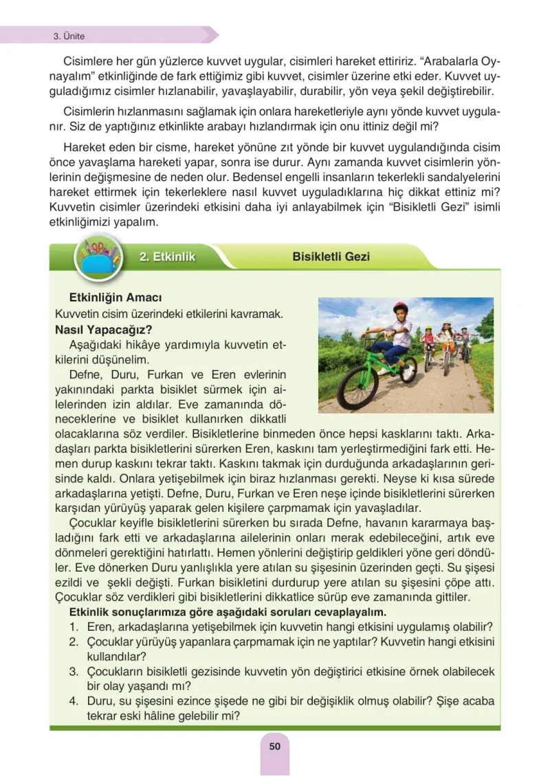 4. Sınıf Fen Bilimleri Ders Kitabı Cevapları Sözcü Yayınları Sayfa 50