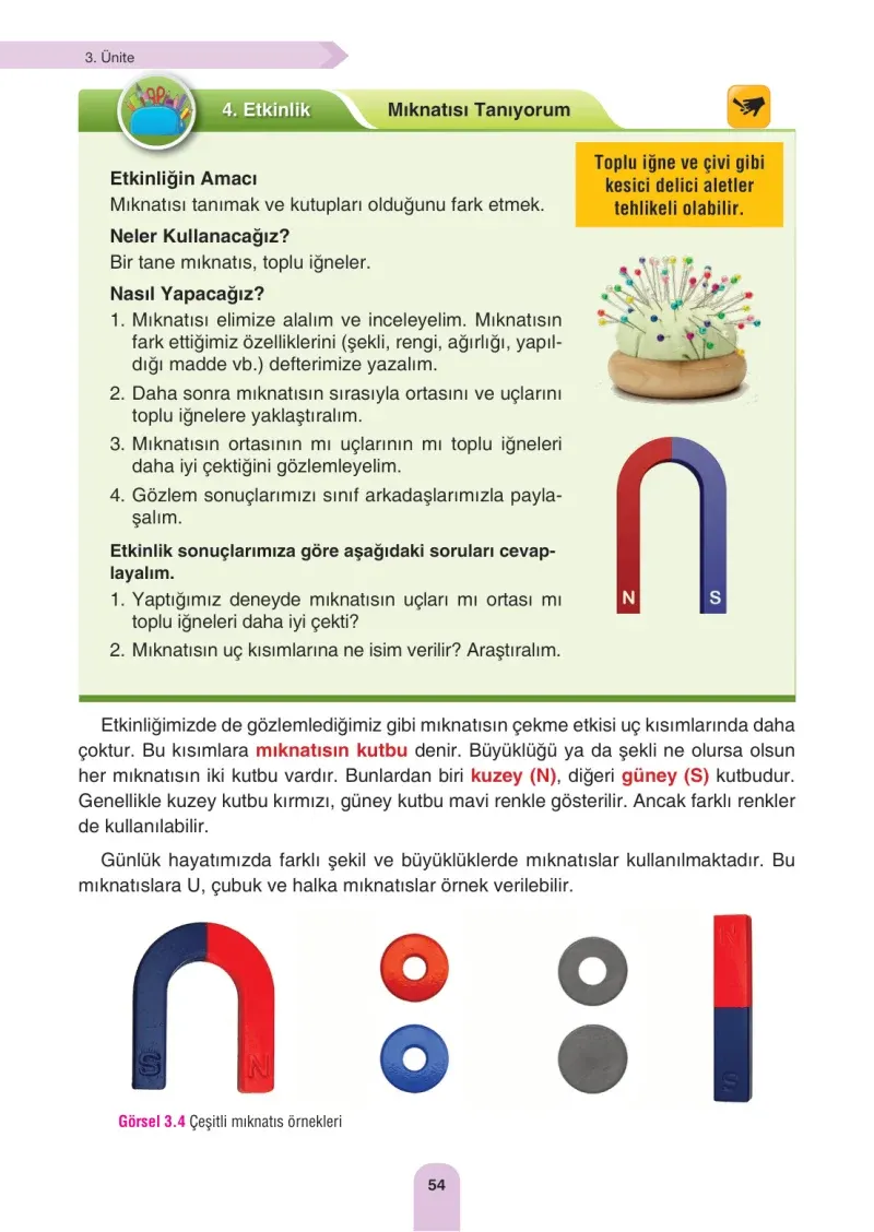 4. Sınıf Fen Bilimleri Ders Kitabı Cevapları Sözcü Yayınları Sayfa 54