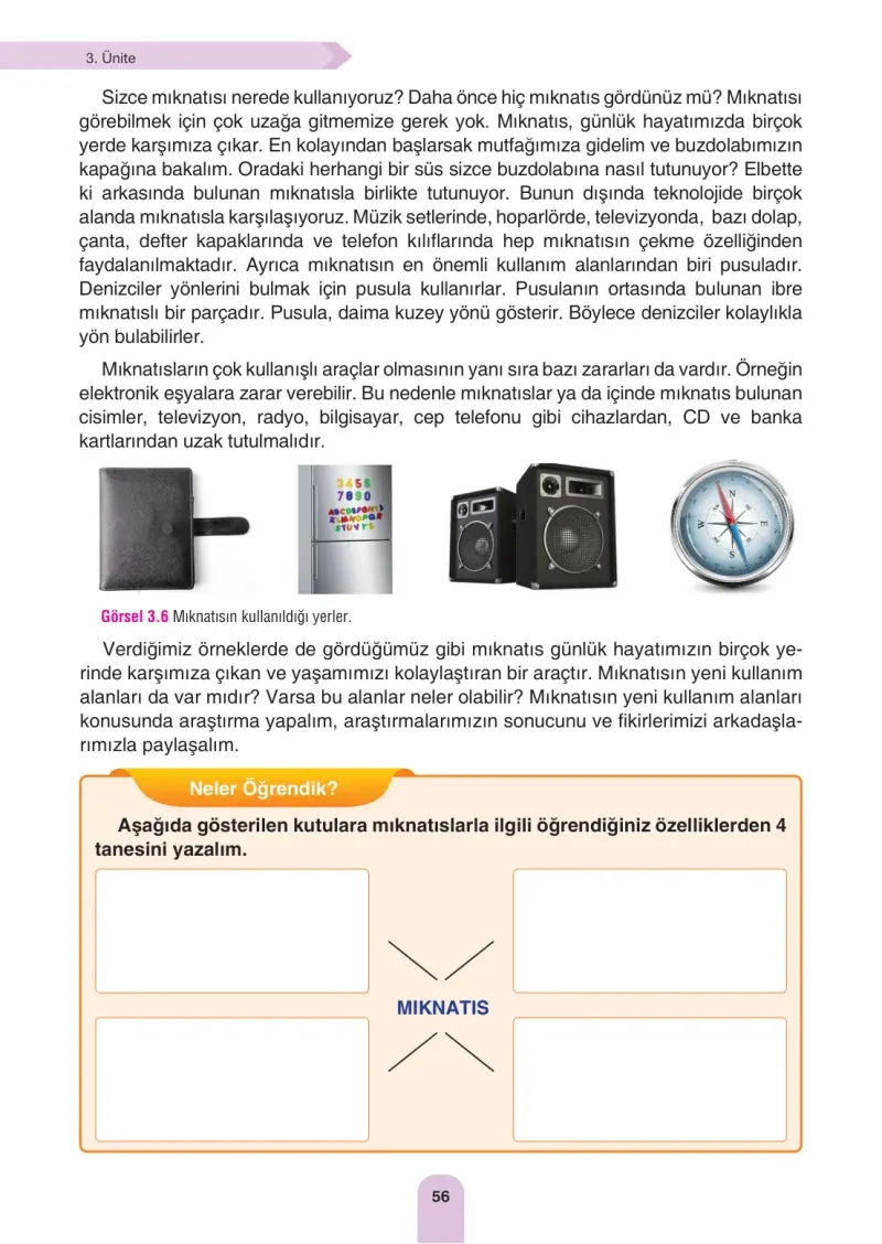 4. Sınıf Fen Bilimleri Ders Kitabı Cevapları Sözcü Yayınları Sayfa 56
