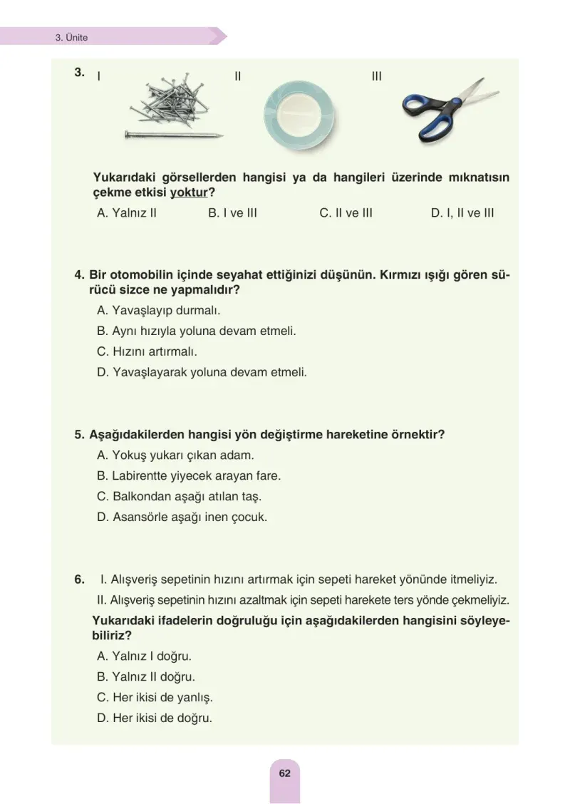 4. Sınıf Fen Bilimleri Ders Kitabı Cevapları Sözcü Yayınları Sayfa 62
