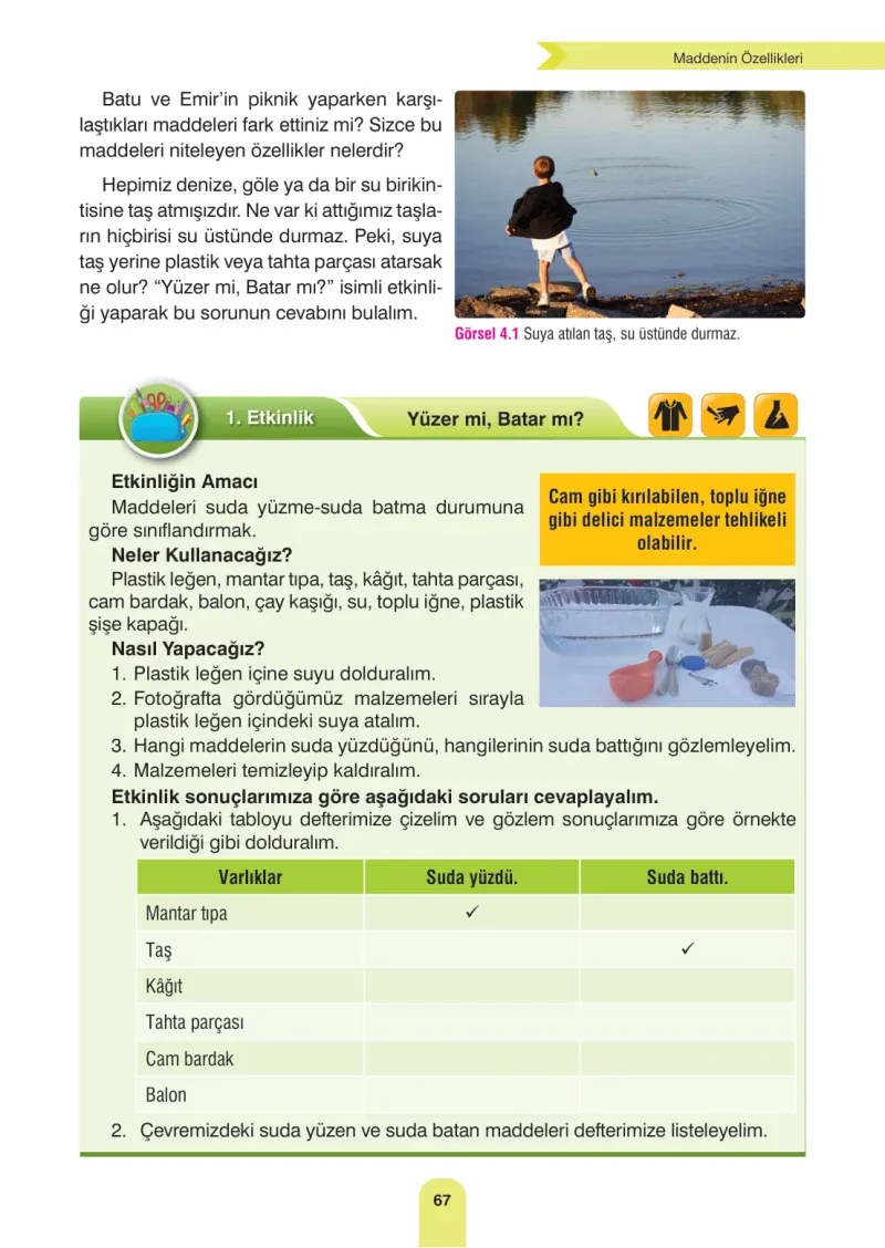 4. Sınıf Fen Bilimleri Ders Kitabı Cevapları Sözcü Yayınları Sayfa 67