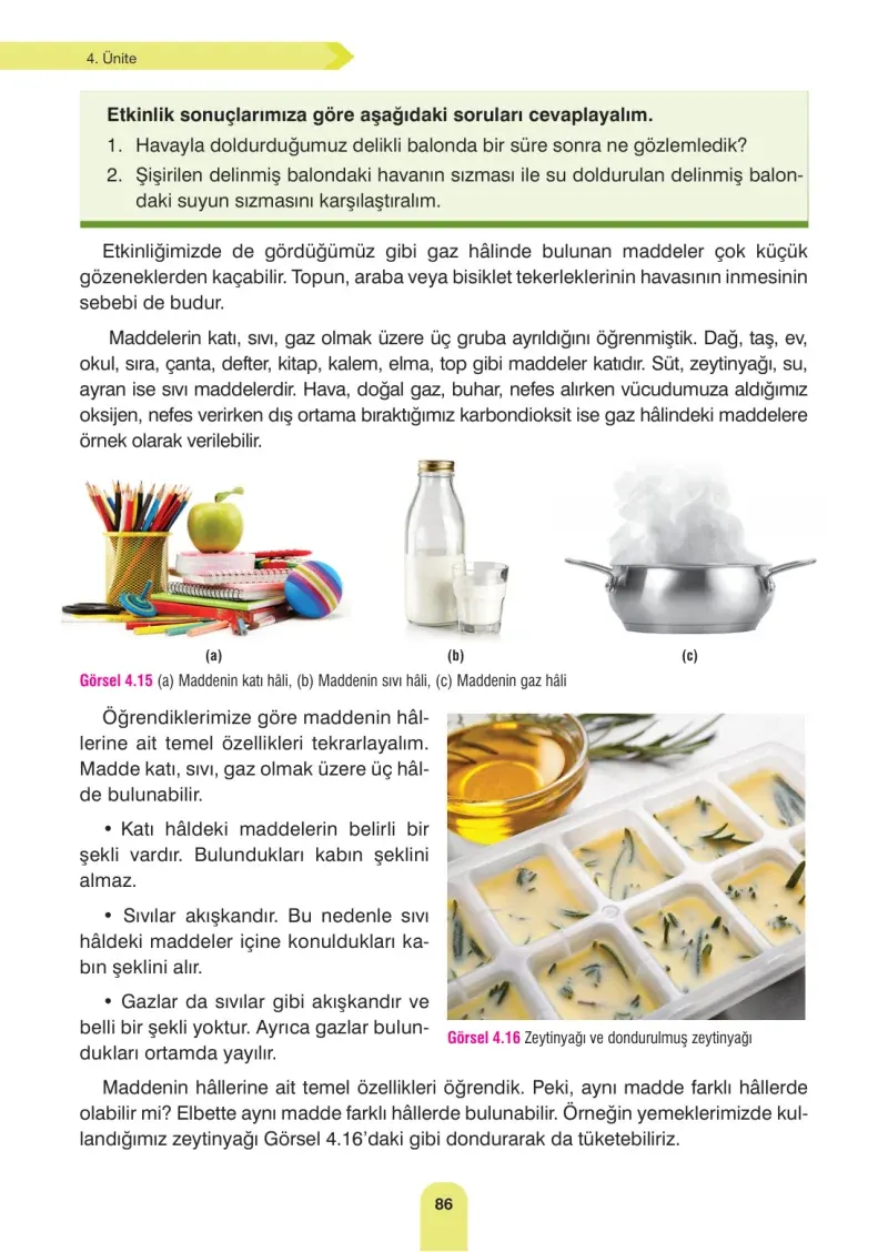 4. Sınıf Fen Bilimleri Ders Kitabı Cevapları Sözcü Yayınları Sayfa 86