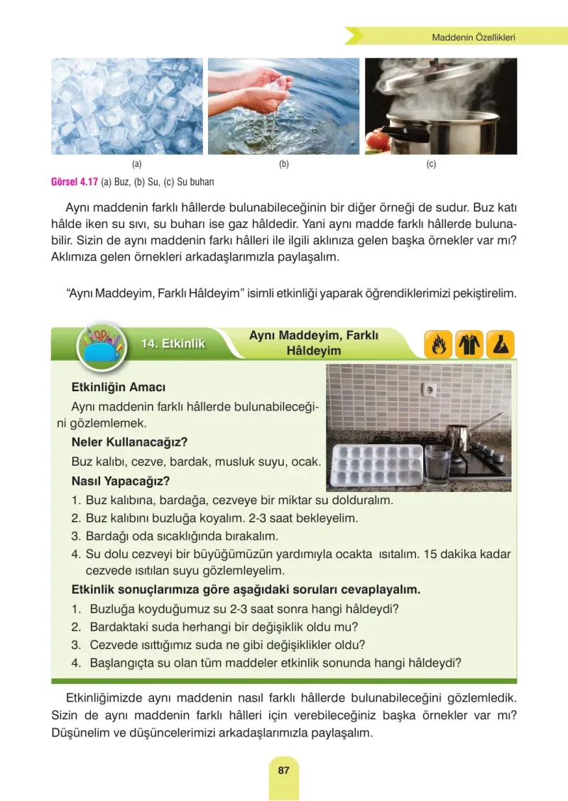 4. Sınıf Fen Bilimleri Ders Kitabı Cevapları Sözcü Yayınları Sayfa 87