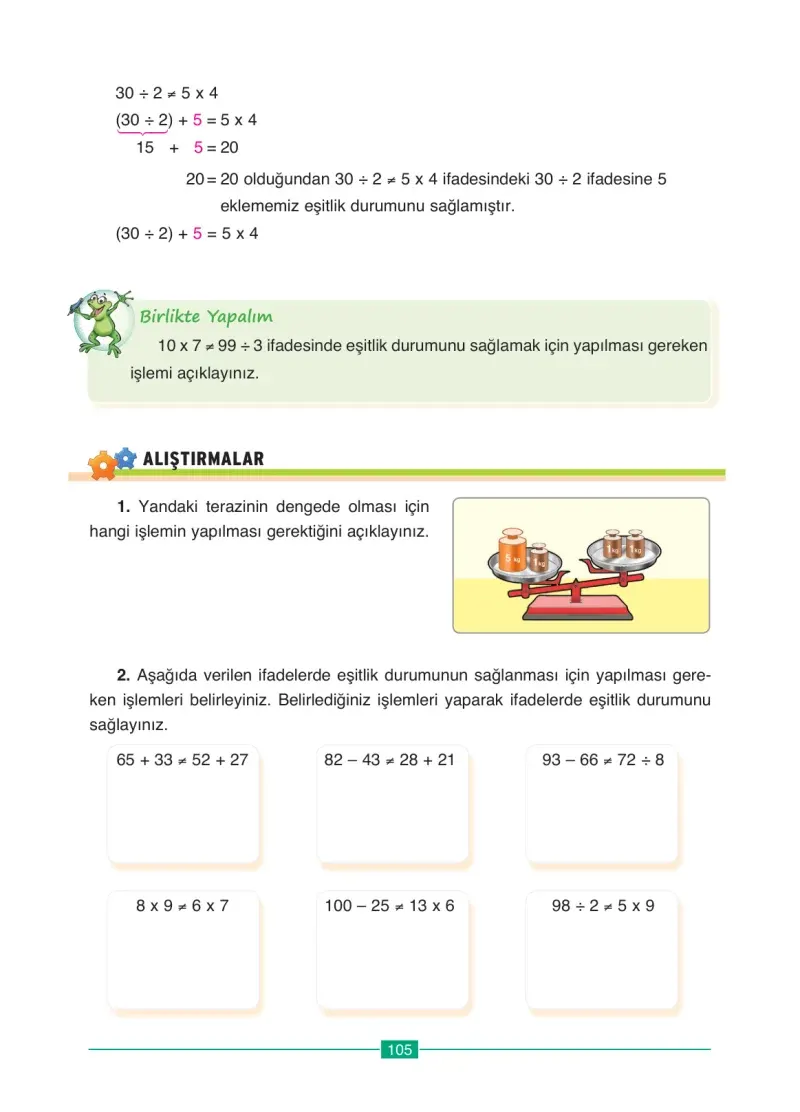 4. Sınıf Matematik Ders Kitabı Cevapları Ada Yayınları Sayfa 105
