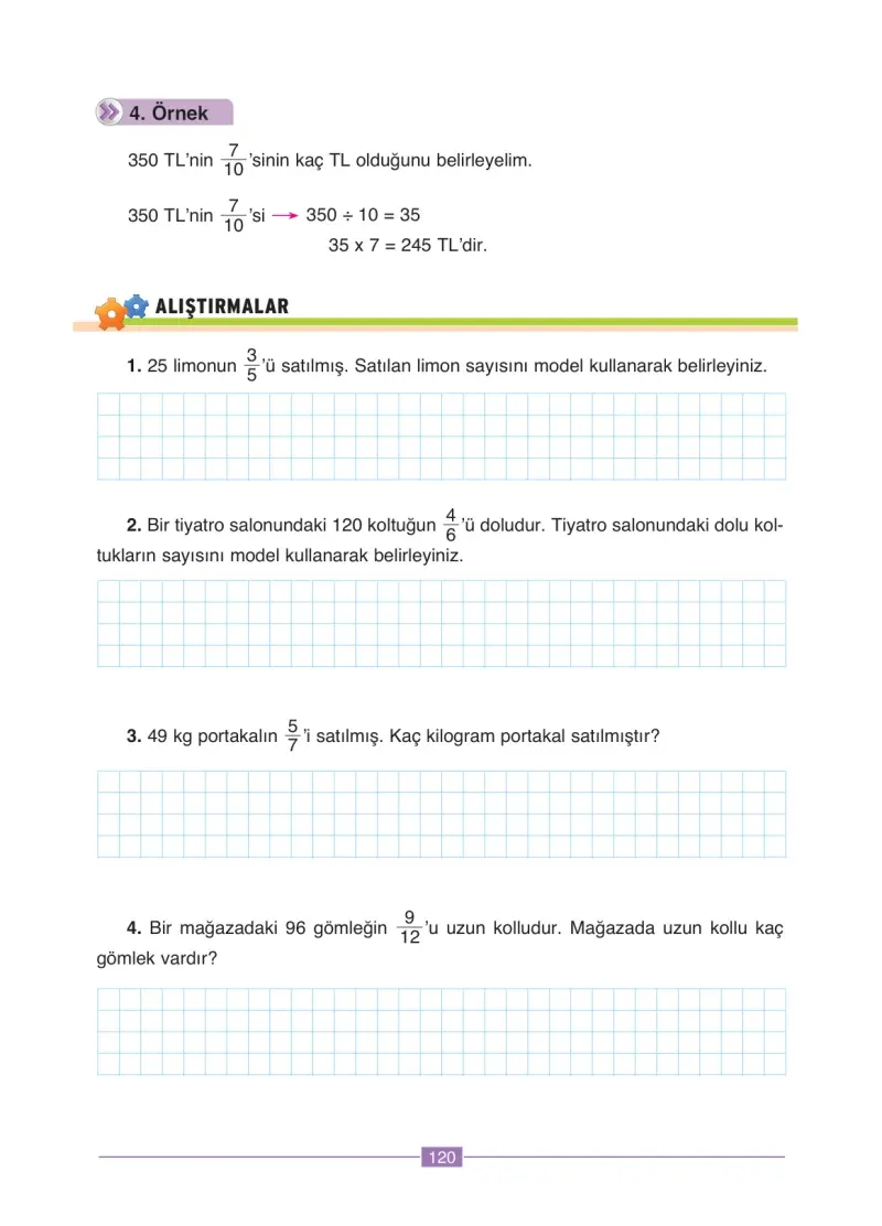 4. Sınıf Matematik Ders Kitabı Cevapları Ada Yayınları Sayfa 120