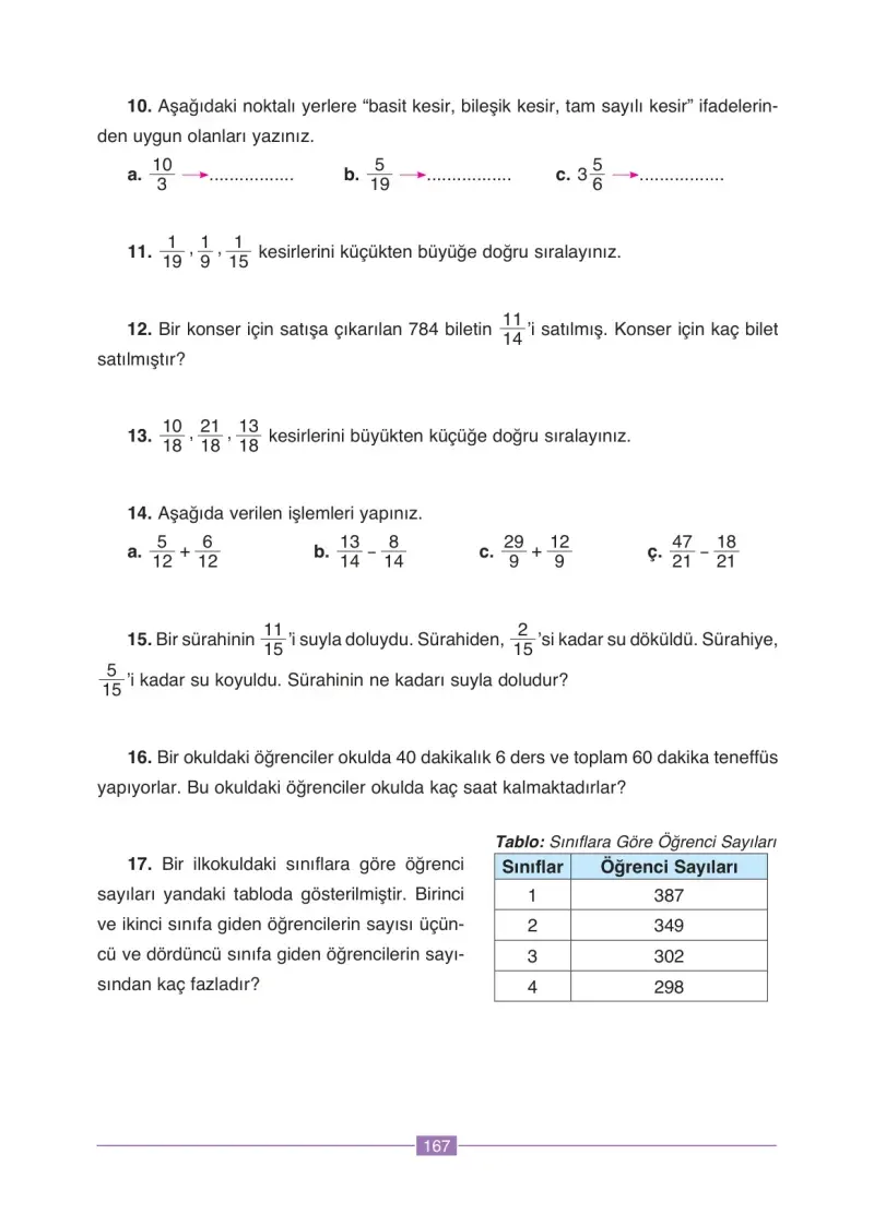 4. Sınıf Matematik Ders Kitabı Cevapları Ada Yayınları Sayfa 167