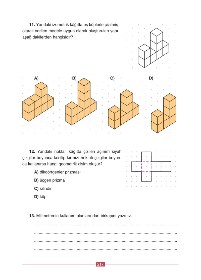 4. Sınıf Matematik Ders Kitabı Cevapları Ada Yayınları Sayfa 217