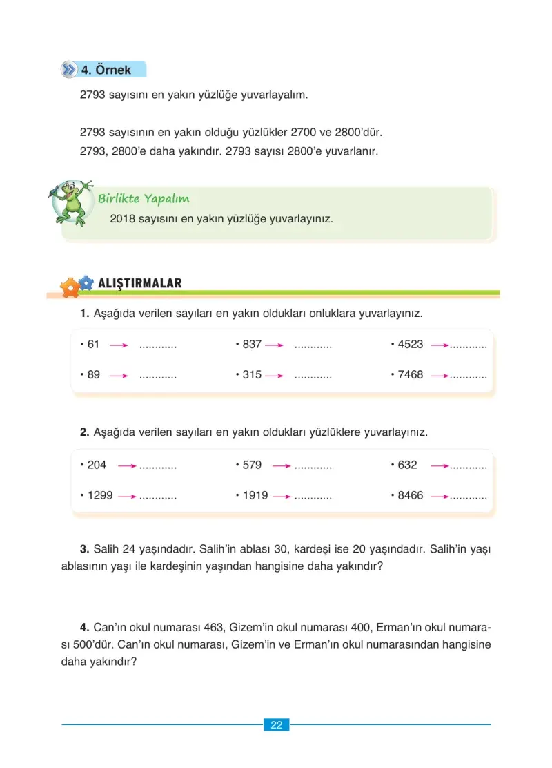 4. Sınıf Matematik Ders Kitabı Cevapları Ada Yayınları Sayfa 22
